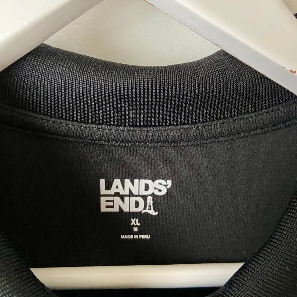 Lands' End Short Sleeve Rapid Dry Black Polo Shirt Women's Size XL
